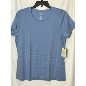 ST.JOHN'S BAY Women's Size XXL, Short Sleeve, Crew Neck T-Shirt Blue Cast